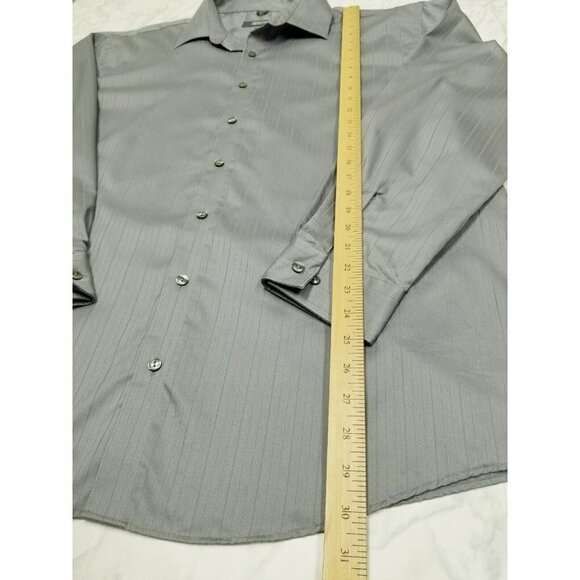 Kenneth Cole Reaction metallic gray Button Down Dress Shirt wrinkle free XXL - Picture 8 of 11